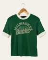 Junk Food Clothing Women's Nba Milwaukee Bucks Slim Ringer Tee In Multi