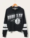 Junk Food Clothing Women's Nets Overtime Striped Fleece Hoodie In Black