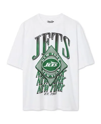 Junk Food Clothing Women's New York Jets Oversized Tee In Vintage White