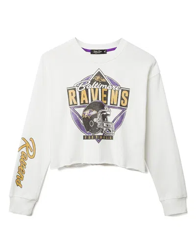 Junk Food Clothing Women's Nfl Baltimore Ravens Helmet Crop Fleece In White
