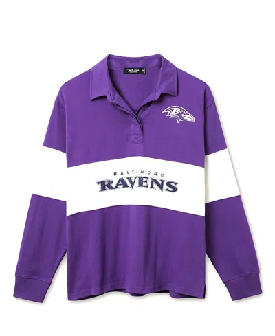 Junk Food Clothing Women's Nfl Baltimore Ravens Rugby Long Sleeve Sweater In Purple
