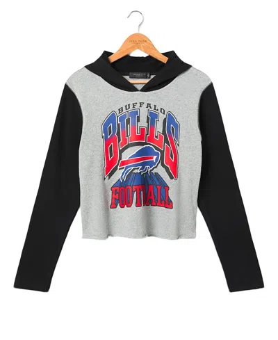 Junk Food Clothing Women's Nfl Buffalo Bills Block Crop Hoodie In Heather Grey/black