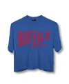 Junk Food Clothing Women's Nfl Buffalo Bills Dual Threat Mock Neck Crop Tee In Liberty