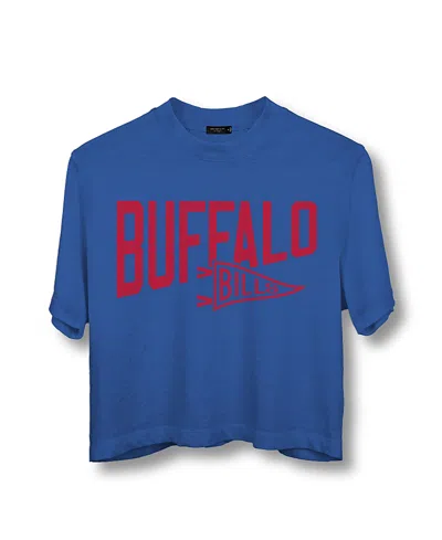 Junk Food Clothing Women's Nfl Buffalo Bills Dual Threat Mock Neck Crop Tee In Liberty