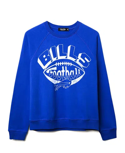 Junk Food Clothing Women's Nfl Buffalo Bills Football Raglan Crew Fleece In Blue