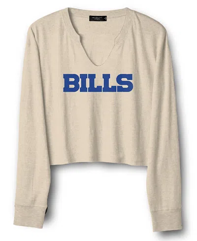 Junk Food Clothing Women's Nfl Buffalo Bills Sunday Crop Thermal Sweatshirt In Oatmeal