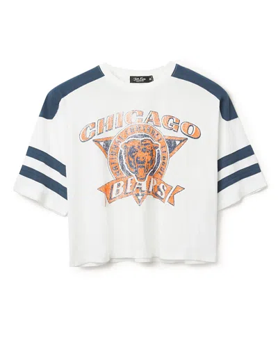 Junk Food Clothing Women's Nfl Chicago Bears Striped Crop Tee In White