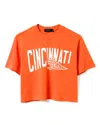 Junk Food Clothing Women's Nfl Cincinnati Bengals Dual Threat Mock Neck Crop Tee In Orange