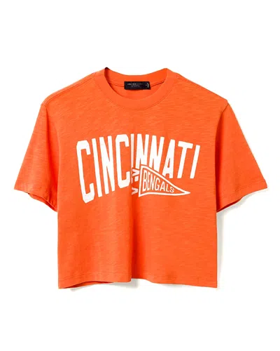Junk Food Clothing Women's Nfl Cincinnati Bengals Dual Threat Mock Neck Crop Tee In Orange
