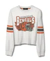 Junk Food Clothing Women's Nfl Cincinnati Bengals Kickoff Crop Crew Fleece Sweatshirt In White