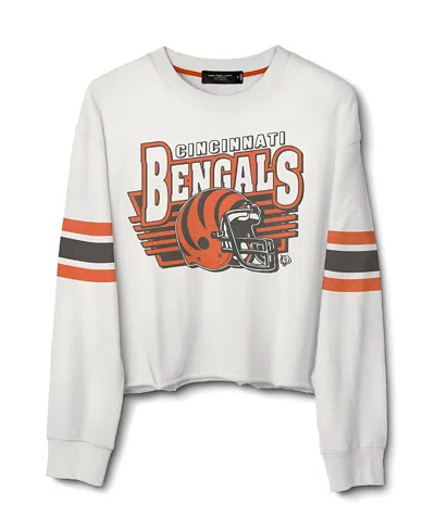Junk Food Clothing Women's Nfl Cincinnati Bengals Kickoff Crop Crew Fleece Sweatshirt In White