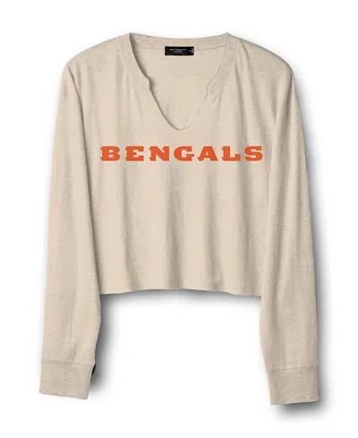 Junk Food Clothing Women's Nfl Cincinnati Bengals Sunday Crop Thermal Sweatshirt In Oatmeal