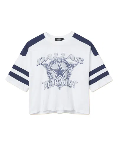 Junk Food Clothing Women's Nfl Dallas Cowboys Striped Crop Tee In White
