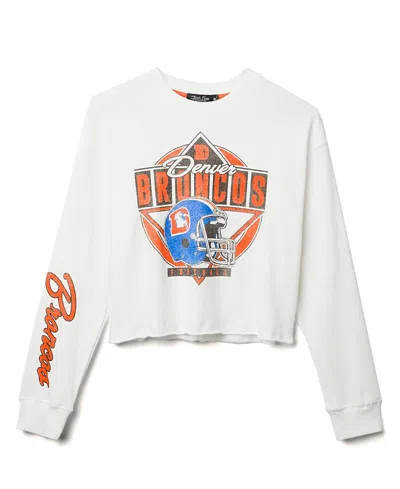 Junk Food Clothing Women's Nfl Denver Broncos Helmet Crop Fleece Sweatshirt In White