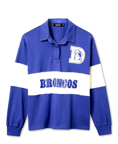 Junk Food Clothing Women's Nfl Denver Broncos Rugby Long Sleeve Sweater In Blue