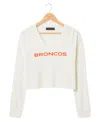 Junk Food Clothing Women's Nfl Denver Broncos Sunday Crop Thermal In Oatmeal