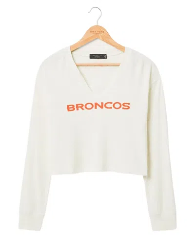 Junk Food Clothing Women's Nfl Denver Broncos Sunday Crop Thermal In Oatmeal