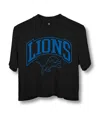 Junk Food Clothing Women's Nfl Detroit Lions Blitz Mock Neck Crop In Black