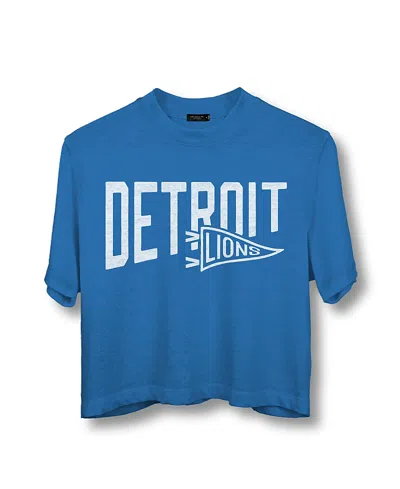 Junk Food Clothing Women's Nfl Detroit Lions Dual Threat Mock Neck Crop Tee In Lions Blue