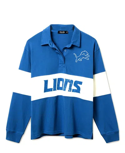 Junk Food Clothing Women's Nfl Detroit Lions Rugby Long Sleeve Sweater In Blue