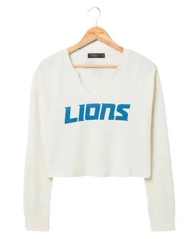 Junk Food Clothing Women's Nfl Detroit Lions Sunday Crop Thermal In Oatmeal