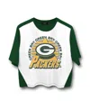 Junk Food Clothing Women's Nfl Green Bay Packers Color Block Crop Tee In White