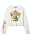 Junk Food Clothing Women's Nfl Green Bay Packers Helmet Crop Fleece Sweatshirt In White