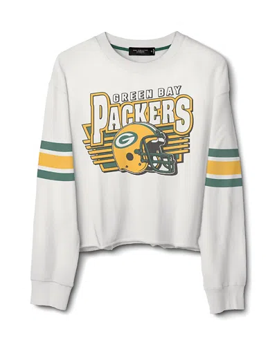 Junk Food Clothing Women's Nfl Green Bay Packers Kickoff Crop Crew Fleece Sweatshirt In Multi