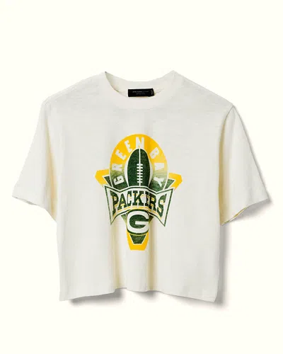 Junk Food Clothing Women's Nfl Green Bay Packers Mock Neck Crop Tee In White