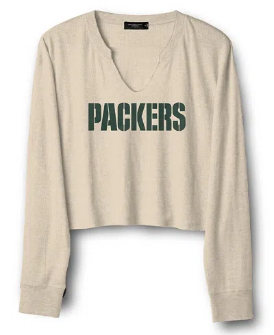 Junk Food Clothing Women's Nfl Green Bay Packers Sunday Crop Thermal In Oatmeal