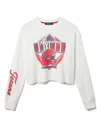 Junk Food Clothing Women's Nfl Houston Texans Helmet Crop Fleece Sweatshirt In White