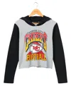 Junk Food Clothing Women's Nfl Kansas City Chiefs Block Crop Hoodie In Heather Grey/black