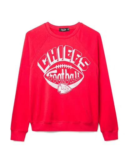 Junk Food Clothing Women's Nfl Kansas City Chiefs Football Raglan Crew Fleece In Pink