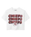 Junk Food Clothing Women's Nfl Kansas City Chiefs Repeat Glitter Flea Market Crop Tee In White