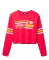 Junk Food Clothing Women's Nfl Kansas City Chiefs Retro Crop Fleece Sweatshirt In Pink