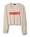 Junk Food Clothing Women's Nfl Kansas City Chiefs Sunday Cropped Thermal In Oatmeal