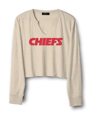 Junk Food Clothing Women's Nfl Kansas City Chiefs Sunday Cropped Thermal In Oatmeal