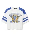 Junk Food Clothing Women's Nfl Los Angeles Rams Striped Crop Tee In Blue