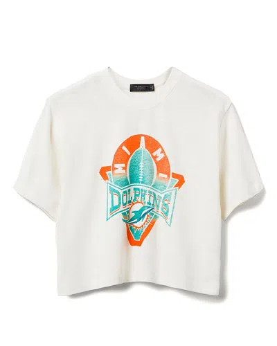 Junk Food Clothing Women's Nfl Miami Dolphins Mock Neck Crop Tee In White