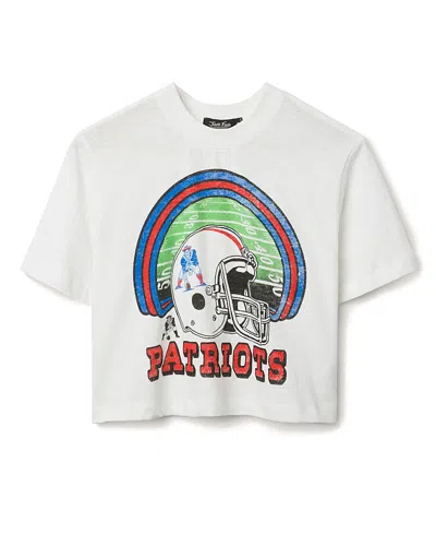 Junk Food Clothing Women's Nfl New England Patriots Game Time Mock Neck Crop Tee In White