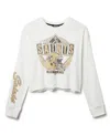 Junk Food Clothing Women's Nfl New Orelans Saints Helmet Crop Fleece Sweatshirt In White