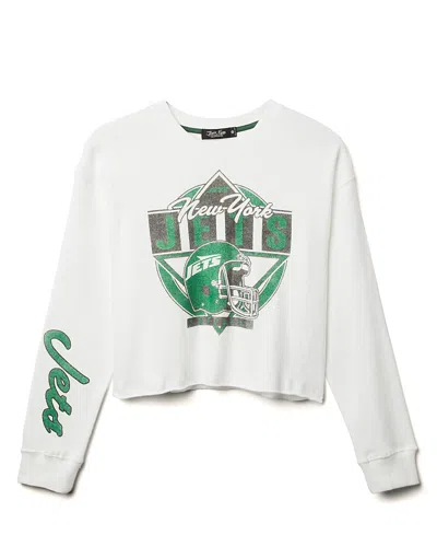 Junk Food Clothing Women's Nfl New York Giants Helmet Crop Fleece In White