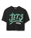 Junk Food Clothing Women's Nfl New York Jets Thrill Mock Neck Crop Tee In Black