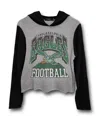 Junk Food Clothing Women's Nfl Philadelphia Eagles Block Crop Hoodie In Heather Grey/black