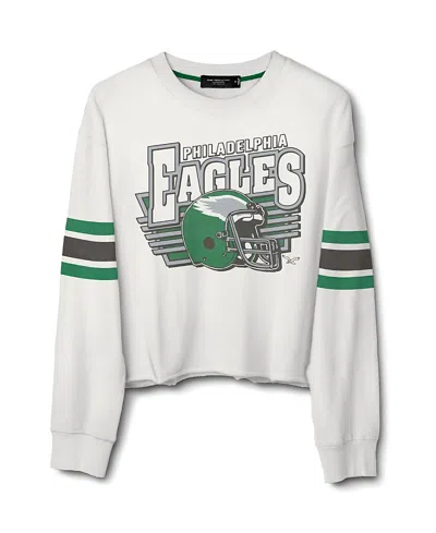 Junk Food Clothing Women's Nfl Philadelphia Eagles Kickoff Crop Crew Fleece Sweatshirt In Multi