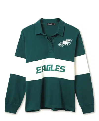 Junk Food Clothing Women's Nfl Philadelphia Eagles Rugby Long Sleeve Sweater In Green
