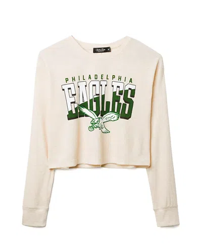 Junk Food Clothing Women's Nfl Philadelphia Eagles Slant Crop Thermal Tee In Neutral