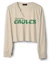 Junk Food Clothing Women's Nfl Philadelphia Eagles Sunday Cropped Thermal In Oatmeal