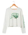 Junk Food Clothing Women's Nfl Philadelphia Eagles Touchdown Long Sleeve Cropped Tee In White