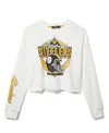 Junk Food Clothing Women's Nfl Pittsburgh Steelers Helmet Crop Fleece Sweatshirt In White